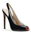 Patent stiletto peep toe sling pumps SEXY-08 - Black SALE