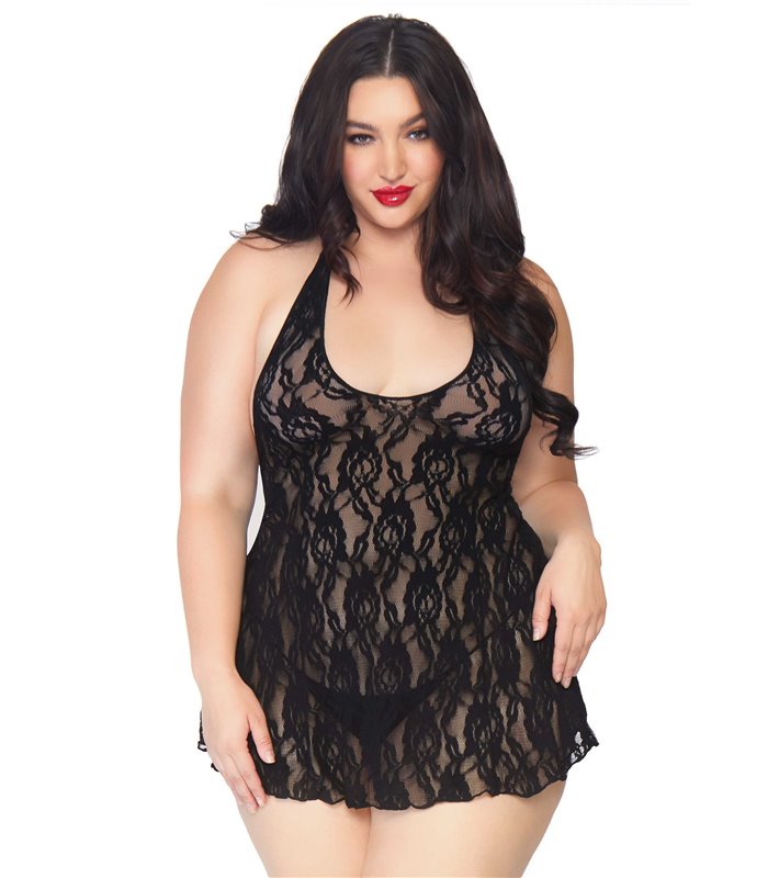 Halter Rose Lace Dress+