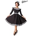 Swing-Kleid Premium Vintage mit dreiviertel Ärmeln und angesetztem Kragen schwarz/weiss SALE