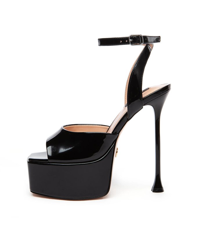 Giaro platform sandal Gala black shiny