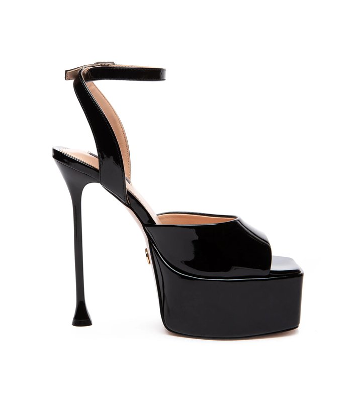 Giaro platform sandal Gala black shiny