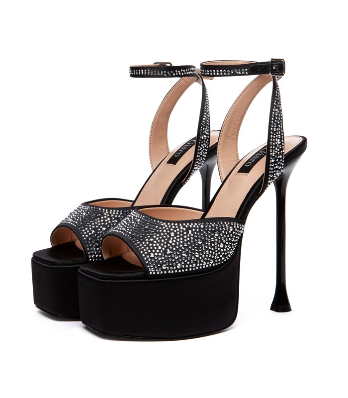 Giaro platform sandals Gala black-silver