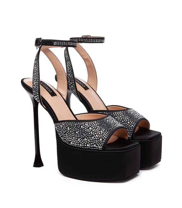 Giaro platform sandals Gala black-silver