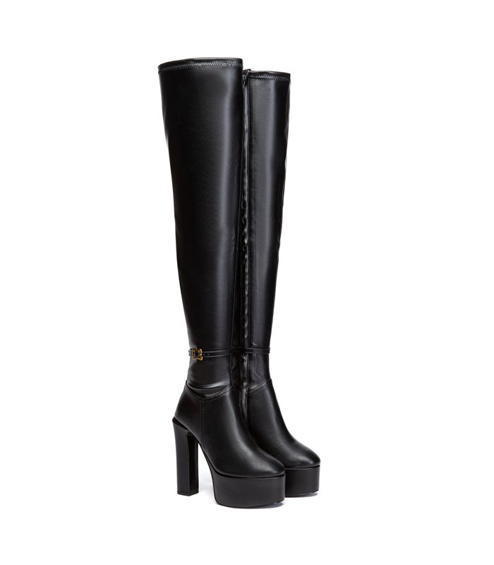 Giaro Platform Overknee Boots Bryanna Black Matt