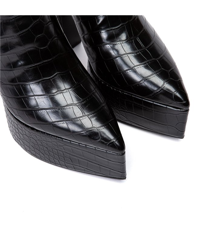 Giaro Platform Ankle Boots Sarahi Black Crocodile Pattern