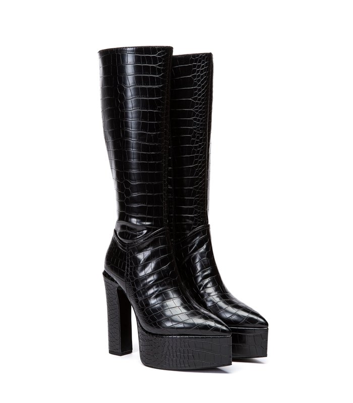 Giaro Plateau Stiefel Sarahi Schwarz Krokodilmuster