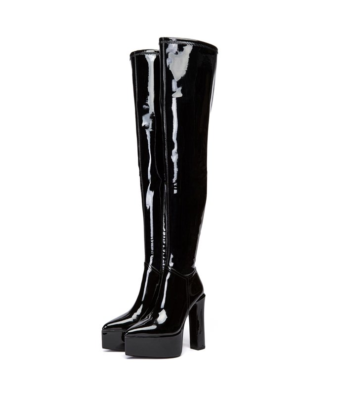 Giaro platform boots Saphina black shiny