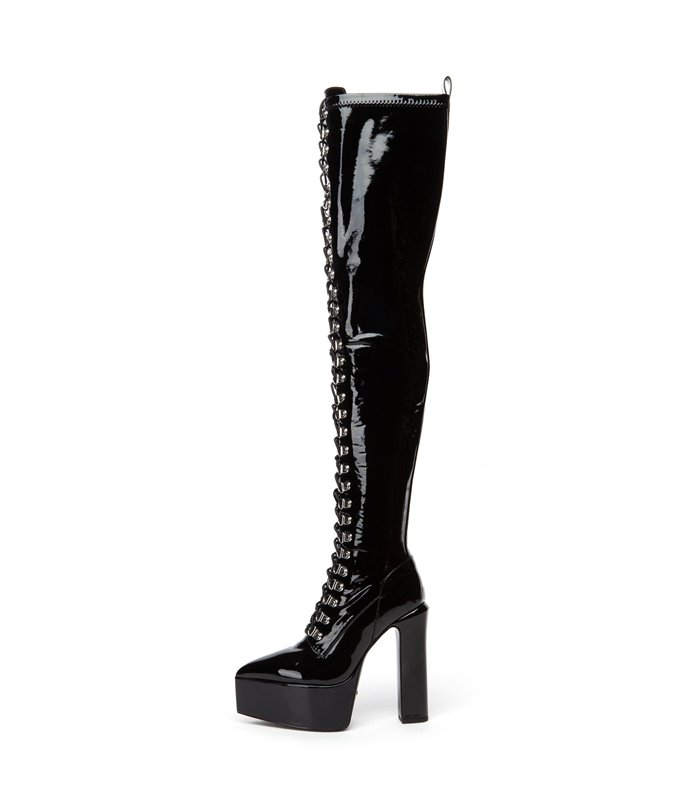 Giaro platform boots Secretz black shiny