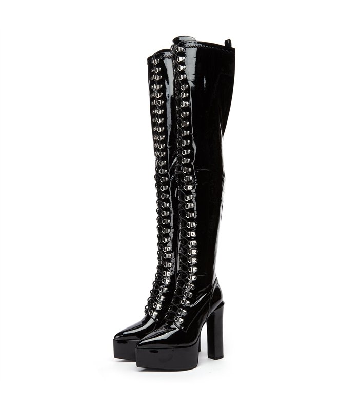 Giaro platform boots Secretz black shiny
