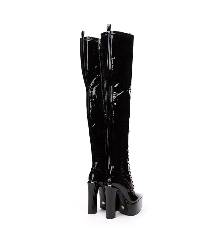 Giaro platform boots Secretz black shiny