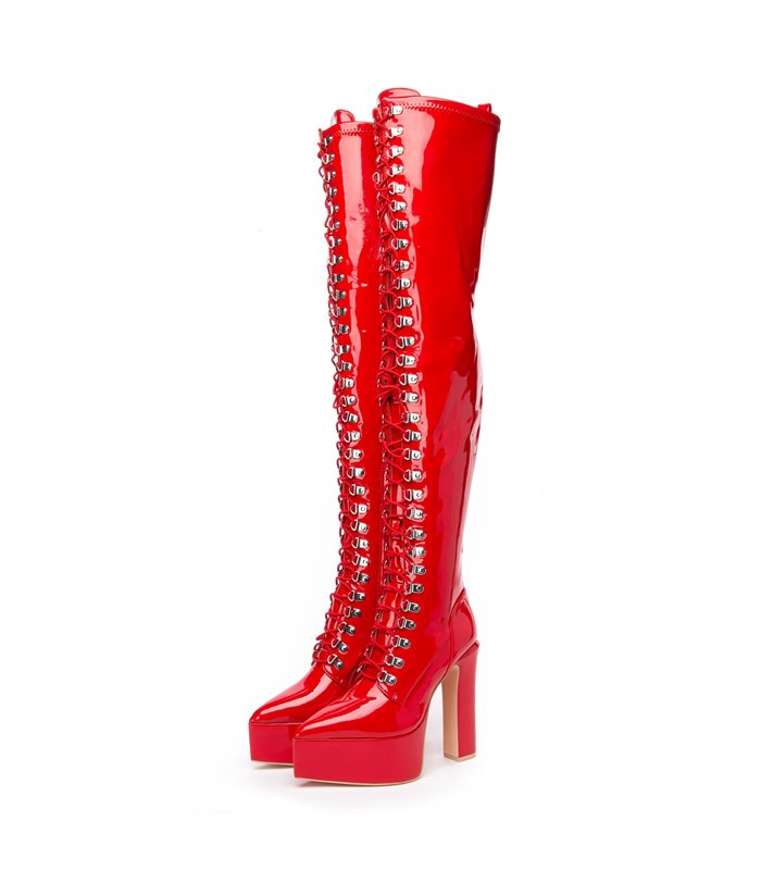 Giaro platform boots Secretz red shiny