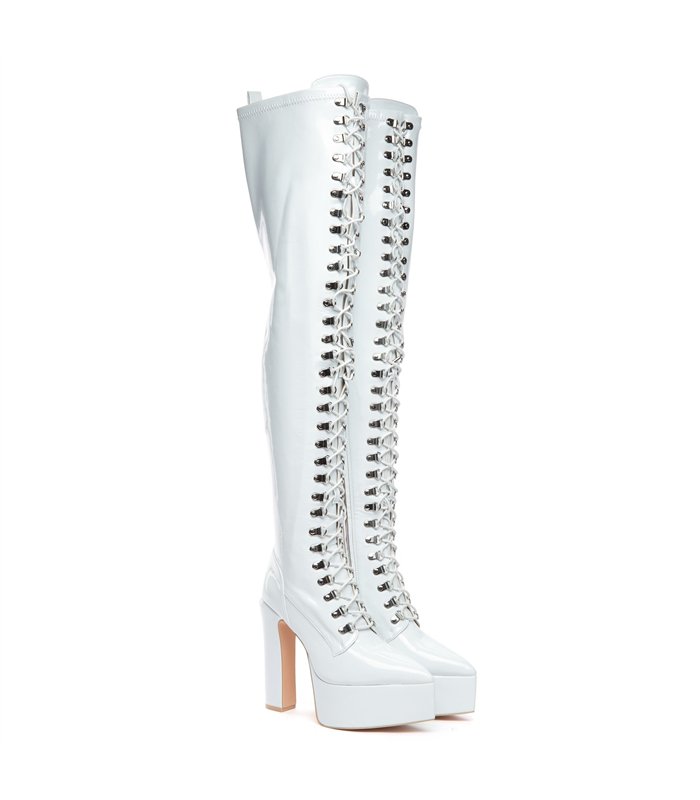 Giaro platform boots Secretz white shiny