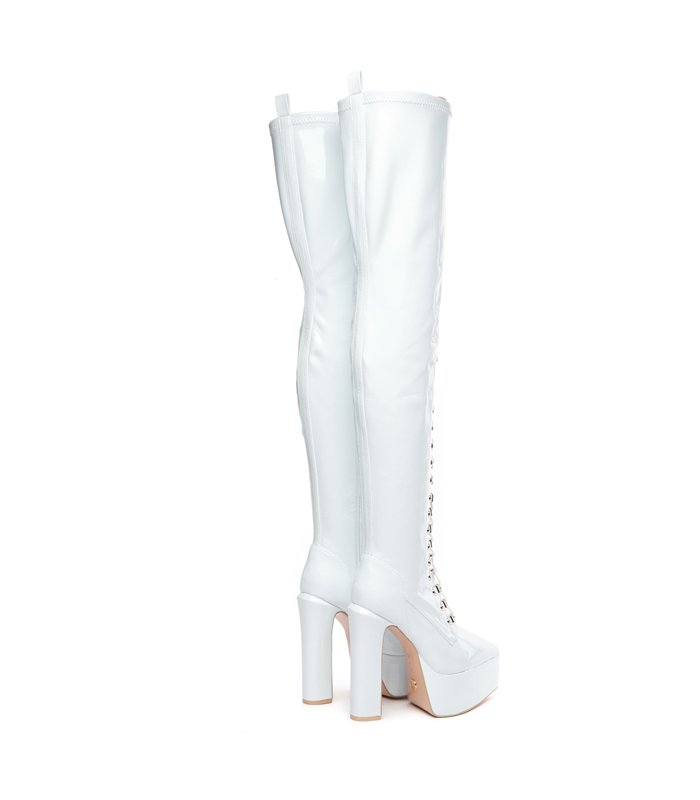 Giaro platform boots Secretz white shiny