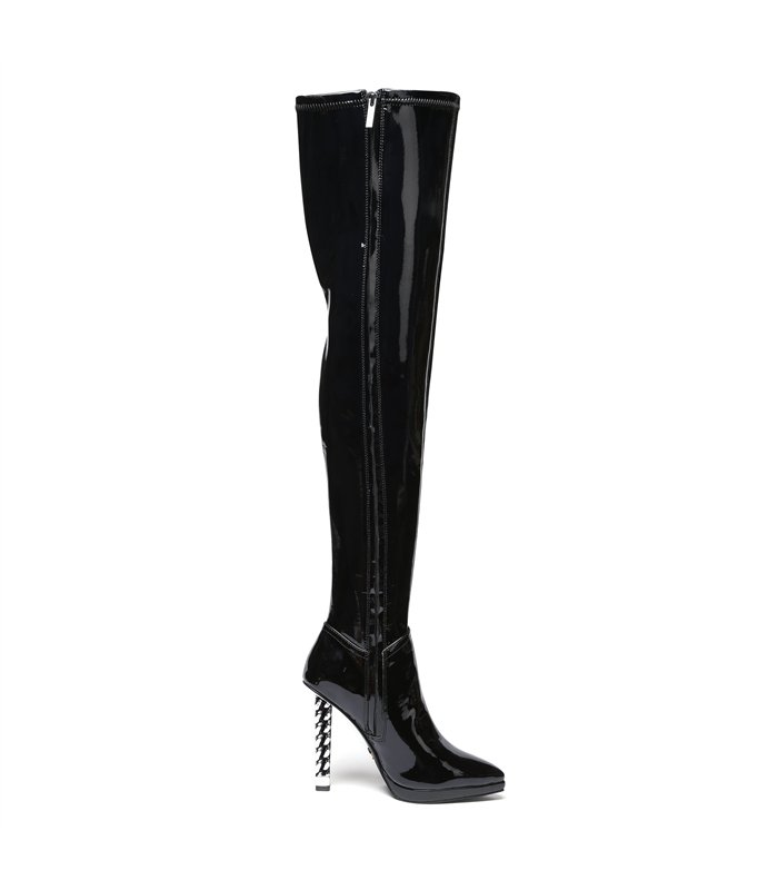 Giaro Plateau Overknee Stiefel Alissa Schwarz Lack