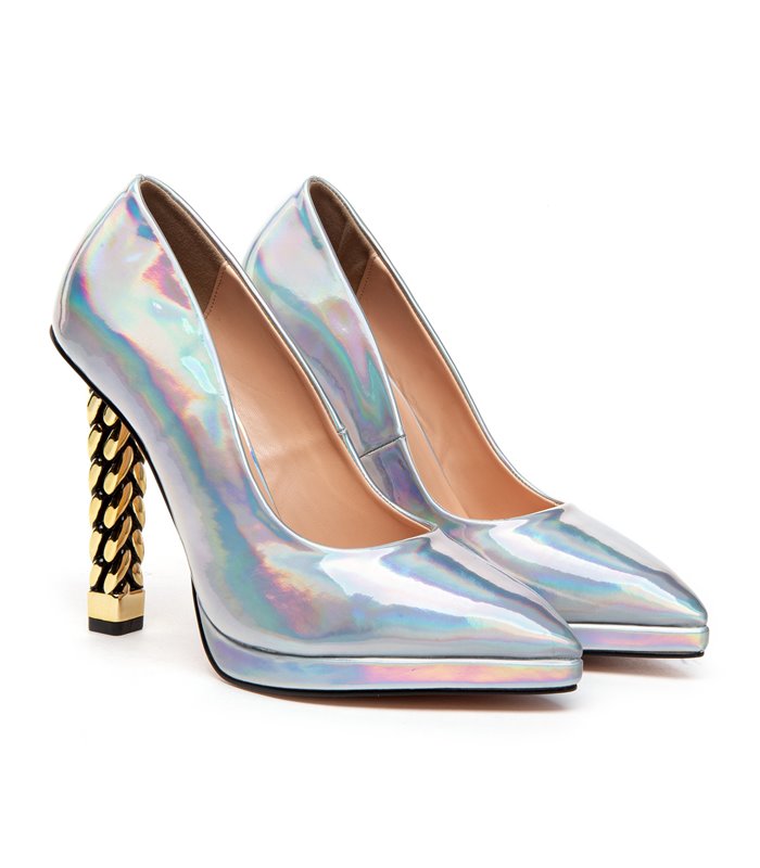 AMBROSE Plateau Pumps Weiss Metallic | Giaro