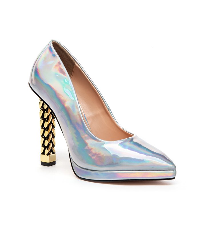 AMBROSE Plateau Pumps Weiss Metallic | Giaro