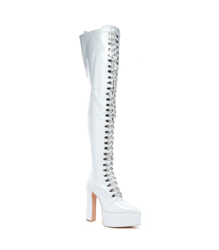 Giaro platform boots Secretz white shiny