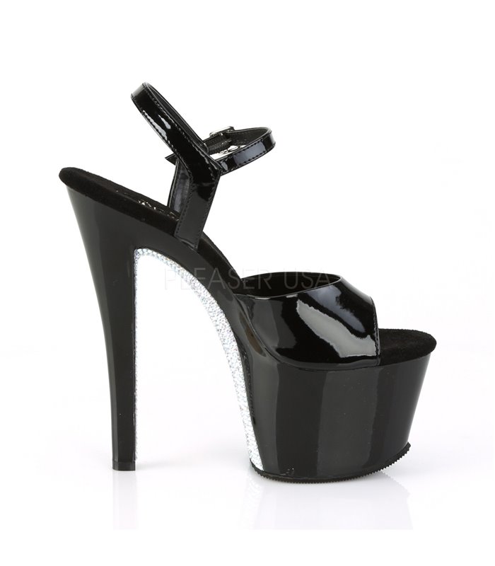 Plateau High Heels SKY-309CRS - Schwarz/Silber