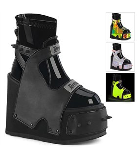 ASHES-70 Platform Ankle Boots Black Holo | DemoniaCult