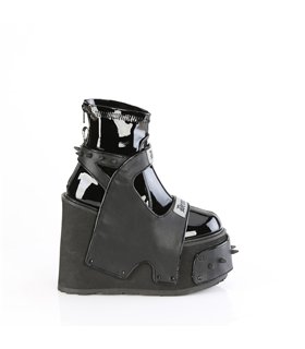 ASHES-70 Platform Ankle Boots Black Holo | DemoniaCult