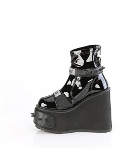 ASHES-70 Platform Ankle Boots Black Holo | DemoniaCult