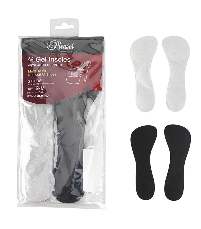 GI-001ML 3/4 Gel Insole Black/White | Pleaser