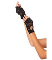 Elegante fingerlose Spitzen-Handschuhe mit raffinierter Öffnung, schwarz | Leg Avenue
