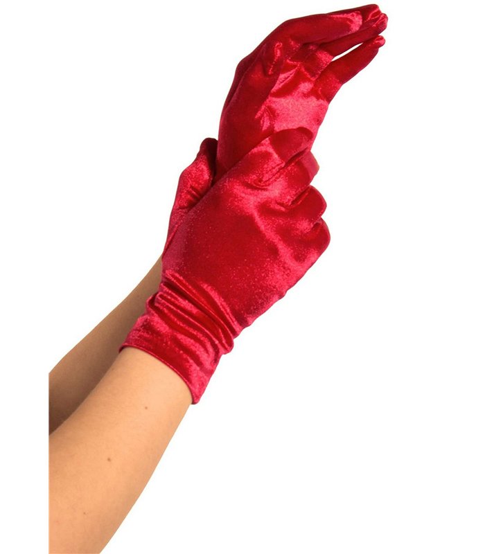 Schwarze Satin Handschuhe Handgelenklang | Leg Avenue