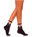 Schwarze blickdichte Söckchen mit süßem Katzendesign | Leg Avenue