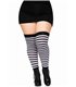 Schwarz Weiß gestreifte Over-Knee Strümpfe Queen Site | Leg Avenue
