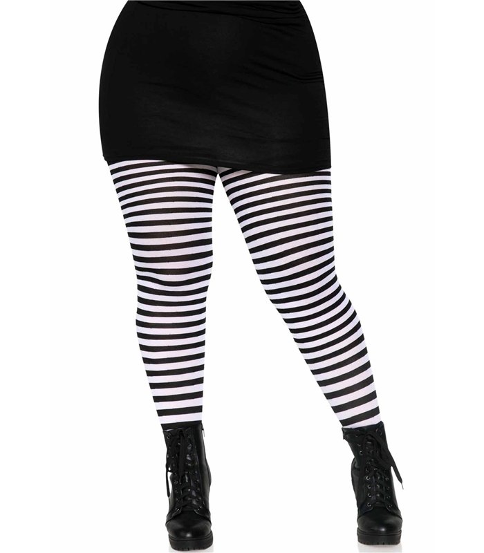 Schwarz-Weiß gestreifte Strumpfhose Queen Site | Leg Avenue