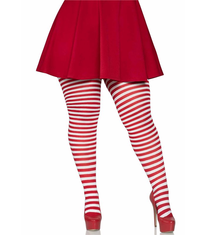 Schwarz-Weiß gestreifte Strumpfhose Queen Site | Leg Avenue