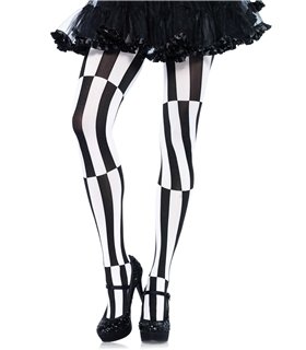 Optische Illusion Strumpfhose Schwarz/Weiß gestreift | Leg Avenue 