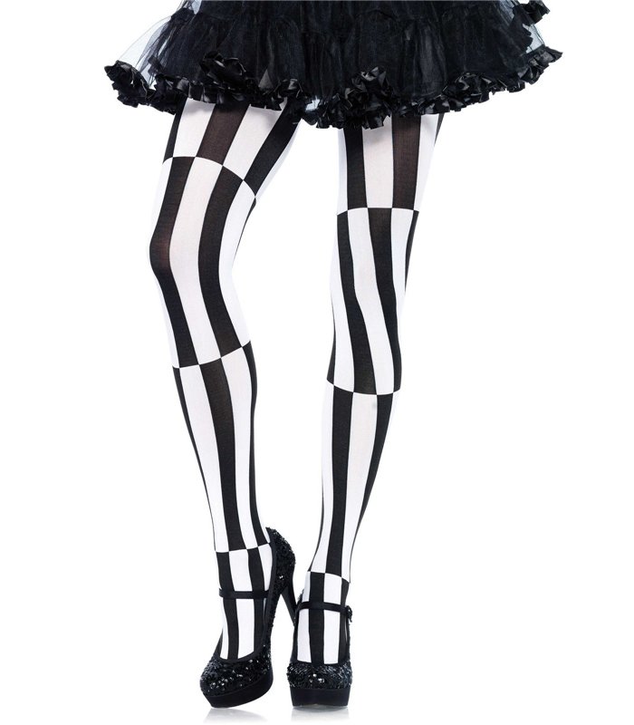 Optische Illusion Strumpfhose Schwarz/Weiß gestreift | Leg Avenue 