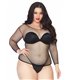 Netzshirt langarm oberkörper schwarz Queen Size | Leg Avenue
