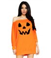 Kostüm - Schulterfreies Jersey-Tunikakleid mit Kürbismotiv | Leg Avenue