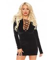 Samt Minikleid langarm schwarz | Leg Avenue