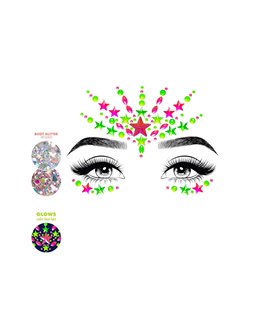 Kostümzubehör Vibe Neon gesichts juwelen sticker mehrfarbig | Leg Avenue