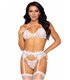 Sexy BH-Oberteil, Strapsgürtel und G-String weiß | Leg Avenue