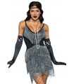 Kostüm - 60er Jahre Swingkleid grau schwarz | Leg Avenue