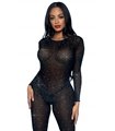 Sheer rhinestone catsuit