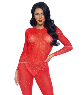 Sheer rhinestone catsuit