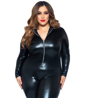 Catsuit im Wetlkook mit Front-Zipper | Leg Avenue