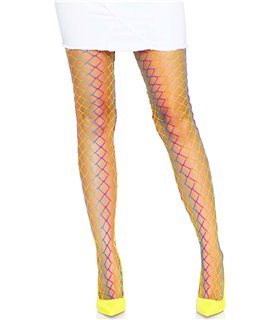 Ombre rainbow woven net tights
