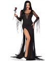 Kostüm - Morticia Addams mit Spinnweben-Netzstoff | Leg Avenue