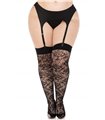 Netzstrümpfe mit Rosendesign - Halterlose Strümpfe mit floralem Muster Queen Size | Leg Avenue