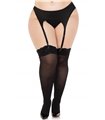 Halterlose Strümpfe mit eleganter Spitzenborte - Overknees in Schwarz Queen Size | Leg Avenue