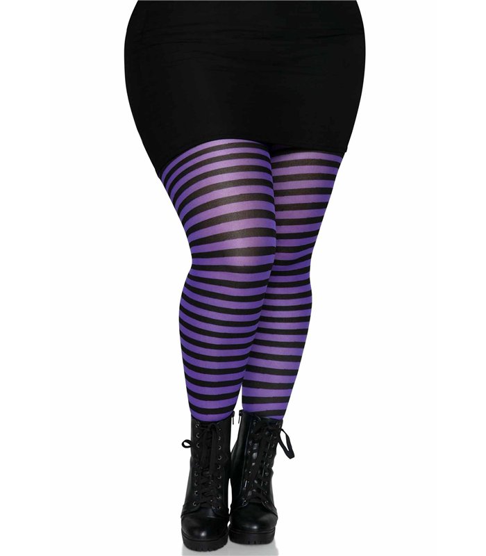 Schwarz-Weiß gestreifte Strumpfhose Queen Site | Leg Avenue