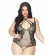 Teddy mit offenem Schritt und sexy Muster schwarz | Leg Avenue