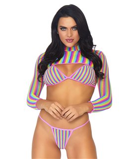 Regenbogen-Oberteil, String und Crop-Top Regenbogen-Motiv | Leg Avenue